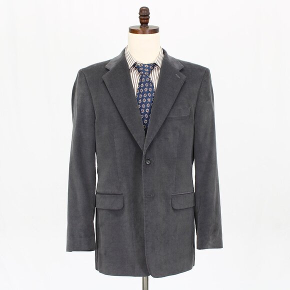 Express 44R Gray Solid 2-Button Sport Coat Blazer Jacket P477 - Picture 1 of 11